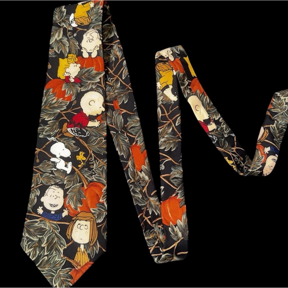 🎃 Vintage Peanuts “The Cartoon Show” Novelty Tie — Snoopy & Charlie Brown